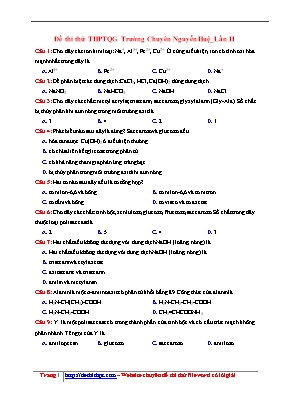 Đề thi thử THPT Quốc gia môn Hóa học lần II năm 2017 - Trường THPT chuyên Nguyễn Huệ (Có đáp án)